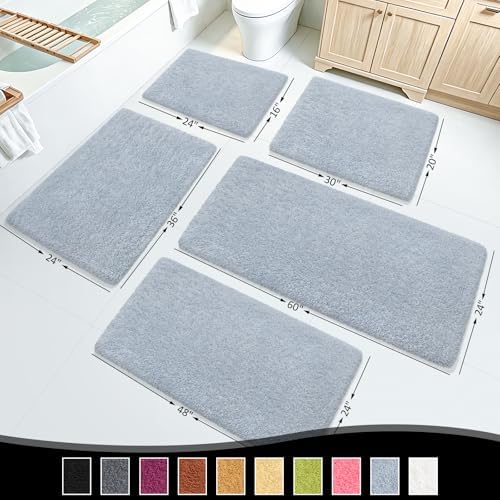 Bathroom Rugs 60"x24", Fluffy Soft Thick Absorbent Bath Mat Rubber