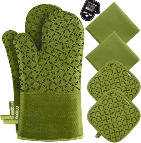 KEGOUU Oven Mitts and Pot Holders 6pcs Set, Kitchen Oven Glove High