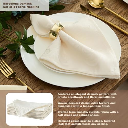 Newbridge Barcelona Damask 60 x 102 Inch Oval Tablecloth, Antique