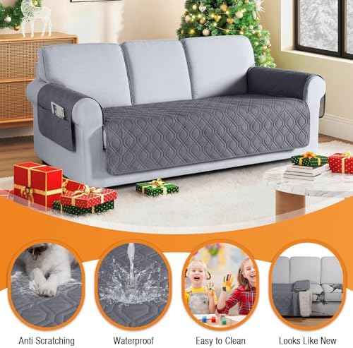 VANSOFY Waterproof Couch Cover, Dark Gray, 67.3"