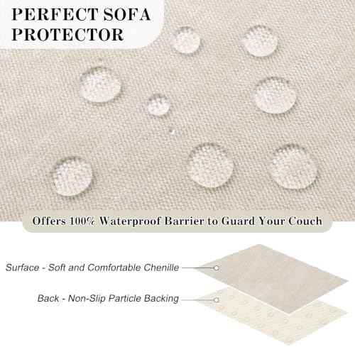 Couch Arm Covers, Set of 2, Waterproof, Khaki