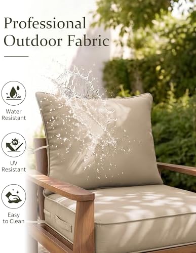 Outdoor Deep Seat Patio Cushions Set, 24×24×5 Inch Water Resistant &