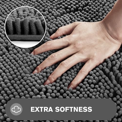 Gray Bathroom Rugs Sets 2 Piece – Absorbent and Washable Bath Mat