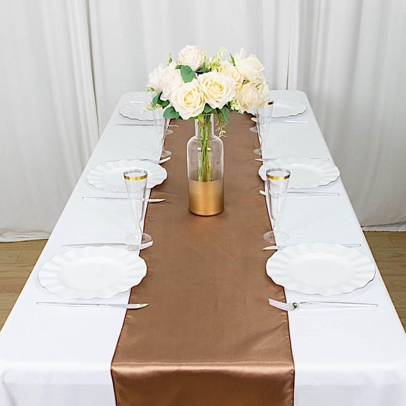 10 pcs 12 x 108 inch Taupe Satin Table Runners Wedding Table Top Party