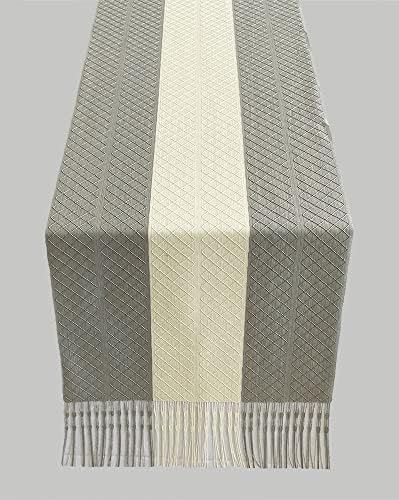 Rilassato Stripe Woven Table Runner with Tassels for Bohemian Wedding
