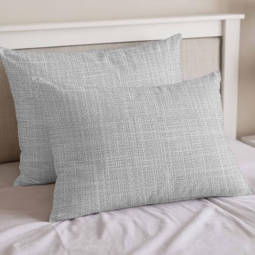Light Gray Linen Texture California King Duvet Cover Set - 4 Pcs