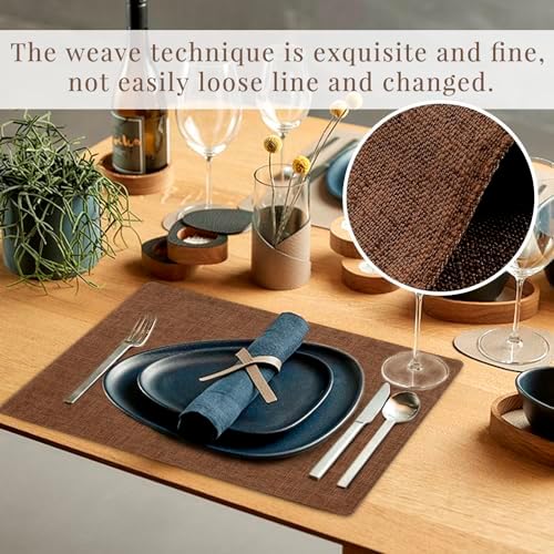 JeogYong Cloth Placemats Set of 8 Washable Linen Placemats Woven Table