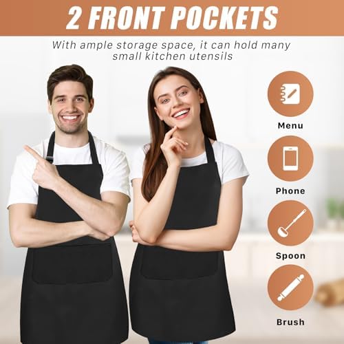 24Pcs Bib Apron with 2 Pockets,Adjustable Bib Aprons,Water Oil