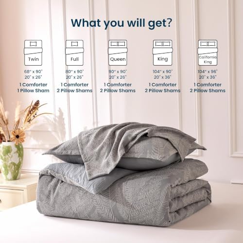 SLEEP ZONE Boho Duvet Cover Set Full Size, Jacquard Leaf 3 Pieces