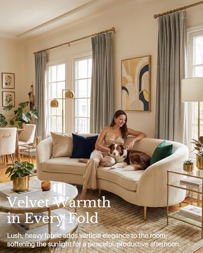 NICETOWN Taupe Velvet Curtains for Living Room, W52 x L96, 2 Panels