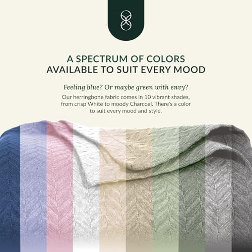 CSL Cotton Herringbone Throw Blanket, Cooling Summer Blanket