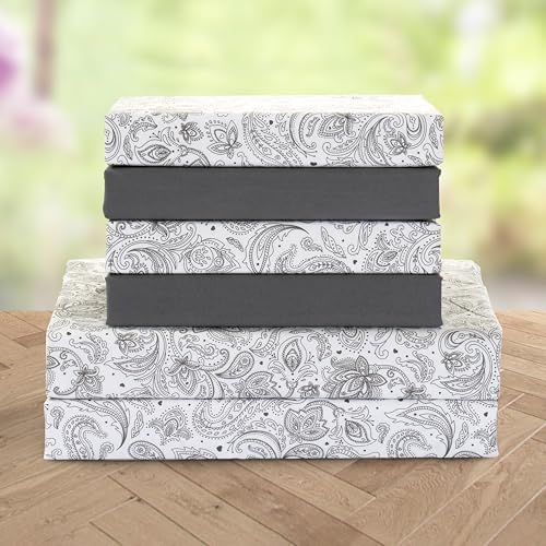 Elegant Comfort 6-Piece Sheet Set Deep Pocket, Twin XL, Paisley Gray