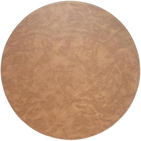 Placemats Set of 6 – Round 15” Faux Leather Table Mats for Dining