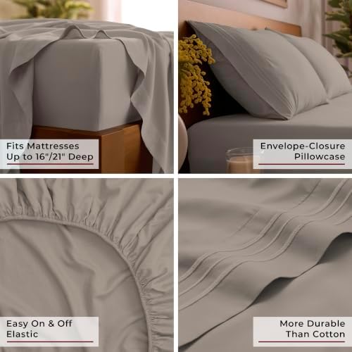 Mellanni Iconic 4-Piece Bed Sheet Set, 16" Deep Pocket (Full, Tan)