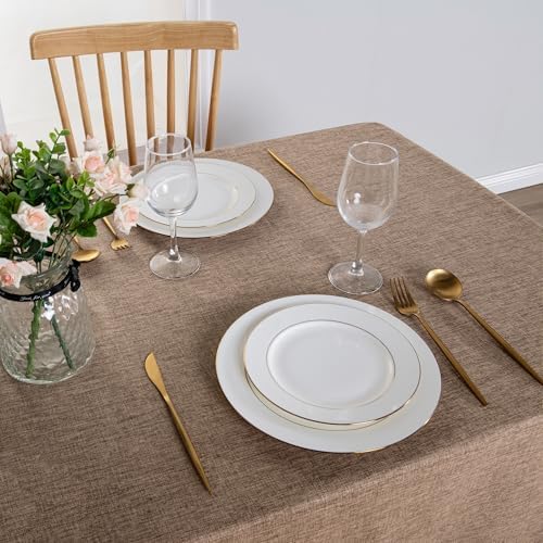 Hiasan Faux Linen Rectangle Tablecloth 52 x 70 Inch for Dining Room