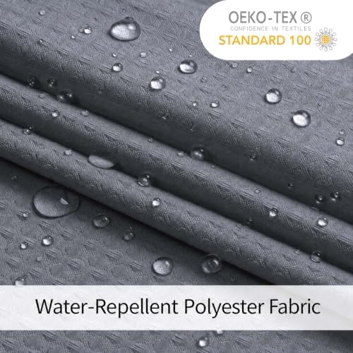 Grey Shower Curtain 72 Inch Length 1 Piece, Waffle Embossed Textured