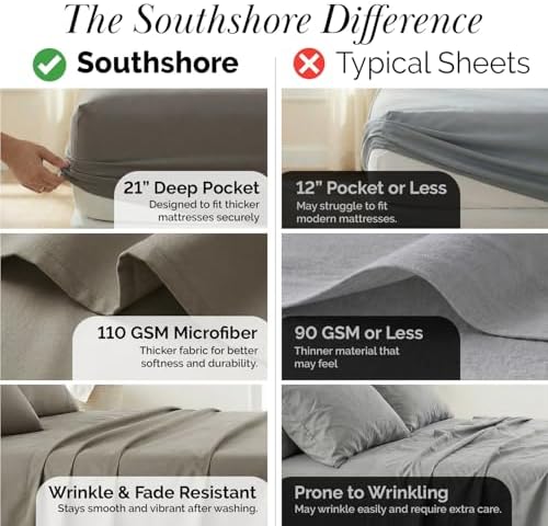 Southshore Fine Living, Inc. Queen Bed Sheets deep Pocket Set with 21"