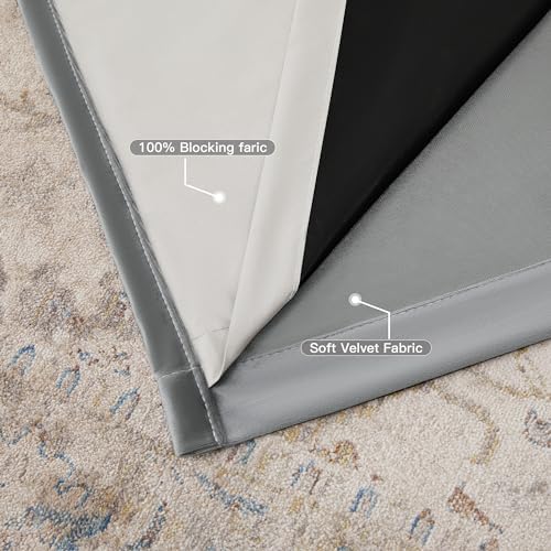 BULBUL 100% Full Blackout Velvet Curtains,108 inches Long Cream Ivory