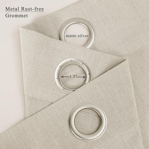 Central Park Sand Semi Sheer Grommet Curtain Linen Blended, 58" Wx108