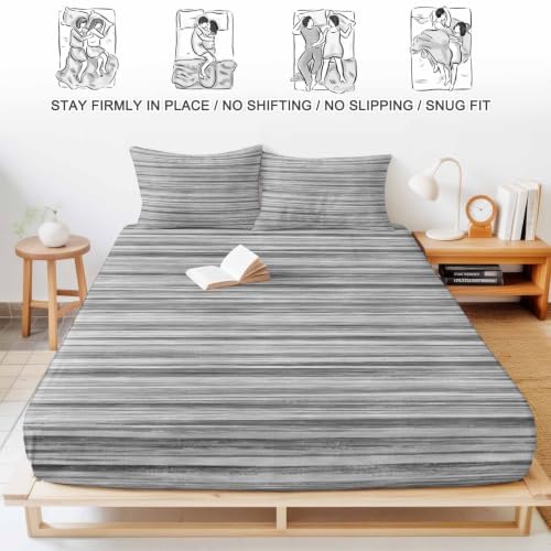 Fitted Sheets Elastic Deep Pocket Bed Sheet Twin XL Abstract Gray