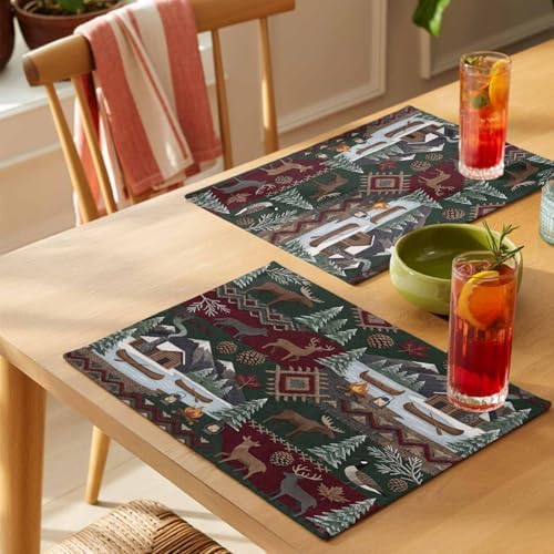 Placemats Set of 8, Western Boho Woven Placemat, Linen Place Mats for