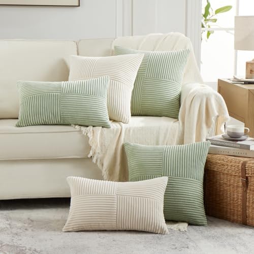 Fancy Homi 2 Packs Sage Green Decorative Throw Pillow Covers 20x20