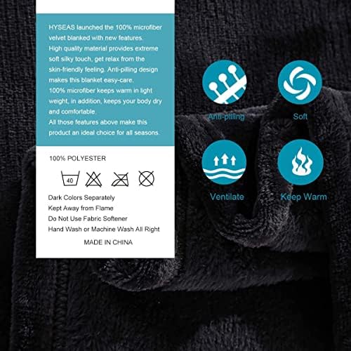 HYSEAS Flannel Fleece Throw Blanket Dark Grey - Super Soft Plush