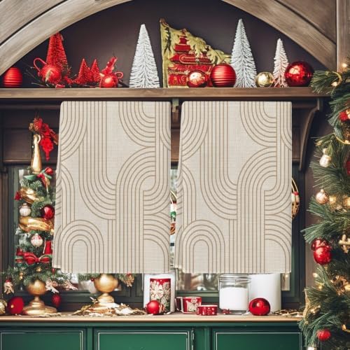 Beige Stripes Kitchen Towels Set of 3, Absorbent Dish Towels for