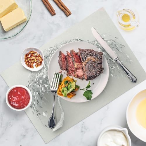 Placemats Washable Set of 8-30 x 45 cm Willow Placemats, Light Gray