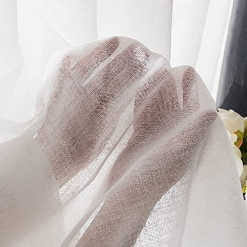 Sheer Curtains 108 inches Long, Faux Linen Pinch Pleated Window Sheer