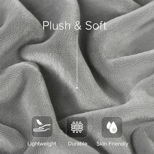 Casual Living Cal King Fleece Blanket, Flannel, 108" x 90", Light Grey