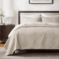 Madison Park Luxurious Cotton Damask Quilt Set, 3PC King/Cal King Bed