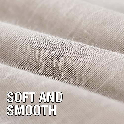 2 Pack Linen Elegant Curtains 63 Inches Long 7 Tab Top Breathable and