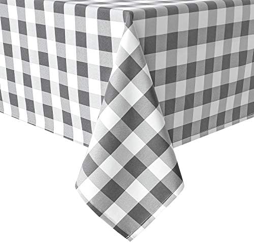 Hiasan Checkered Square Tablecloth 70 x 70 Inch, Grey and White