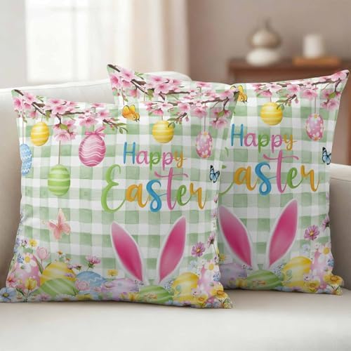 Happy Easter Outdoor Waterproof Throw Pillow Covers 18x18 Set of 2