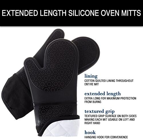 Silicone Oven Mitts – Extra Long Professional Quality Heat Resistant