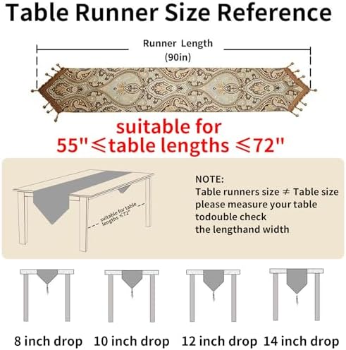 Luxury Vintage Design Table Runner 90 inches Long Embroidery Jacquard