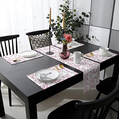 Florals Leaves Table Mats Set of 4 With Table Runner 90 Inches