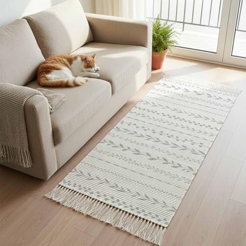 Modern Minimalist Hallway Runner Rug 2'x5', Rustic Leaves Vertical
