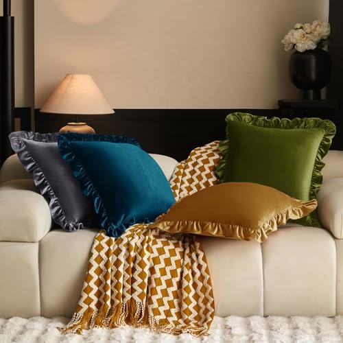KKJIAF Gold Velvet Throw Pillow Covers 20 x 20 Inch Set of 2 for Sofa