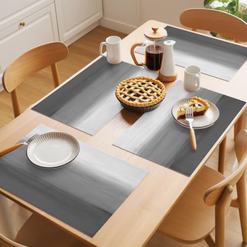 Cotton Linen Placemats for Dining Table Set of 8 Abstract Gray