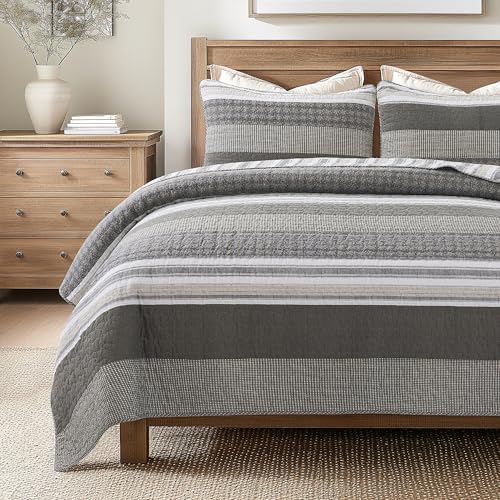 Soul & Lane - Madrona Cotton Quilt Set, Men's Bedding, King with 2