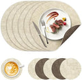 NCUE 13" Faux Leather Round Placemats Set of 6, Reversible Dual-Color