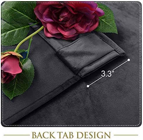 StangH Grey Velvet Curtains Back Tab for Living Room, W52 x L120, 2