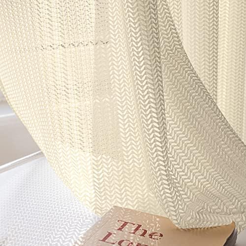 2 Panels Set Sheer Curtains 84 inch Length Beige 52" W x 84" L