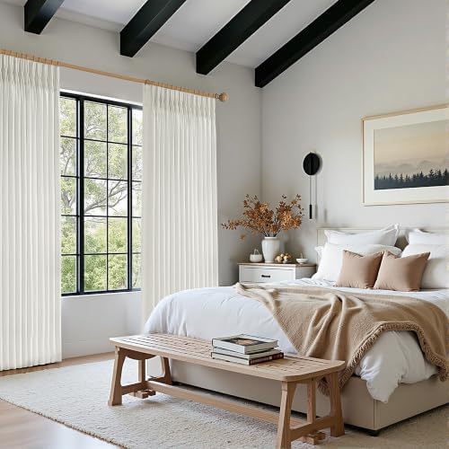 Pinch Pleated Linen Curtains 96 Inch, 2 Panels Premium 400GSM Memory