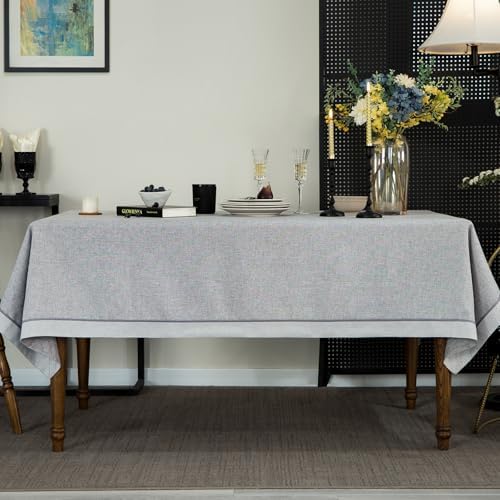 GLORY SEASON Houndstooth Bordered Tablecloth Linen Style Rustic