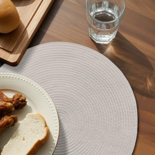 Round Placemats Set of 8 Off White Place Mats Washable Woven Placemat