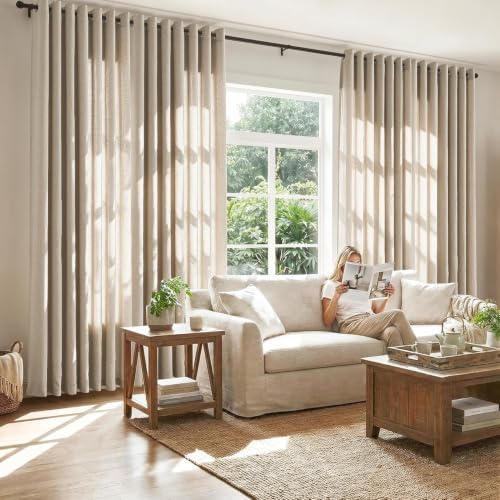 jinchan Linen Curtain 96 Inch Light Filtering Grommet 1 Panel Taupe
