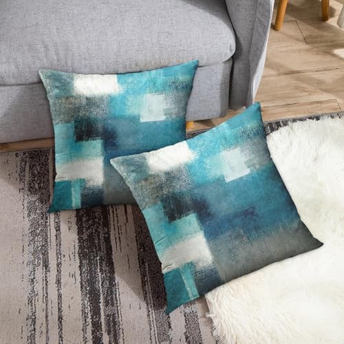 Emvency Throw Pillow Covers Set of 2, 22 x 22 Inch, Abstract Teal